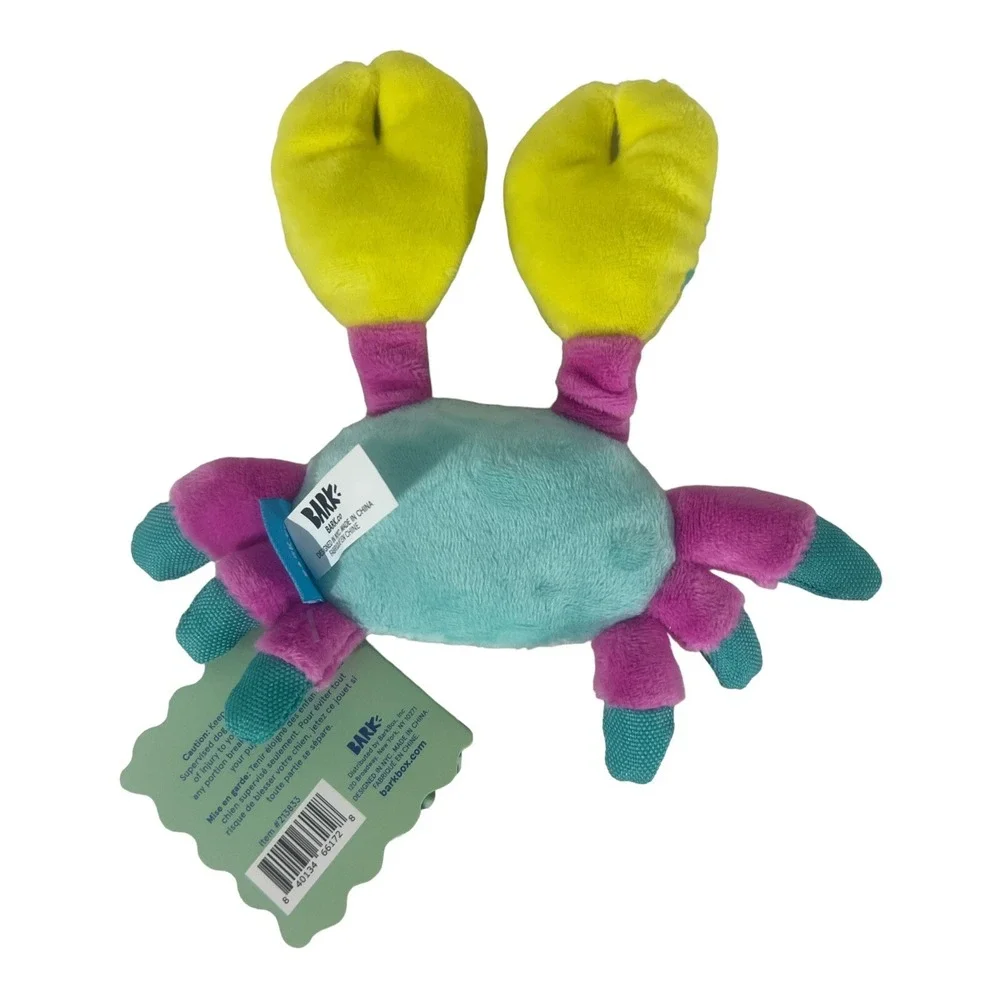 Bark Box Moe The Mosaic Crab Yellow Blue Pink Dog Toy Small 0-20 lbs
